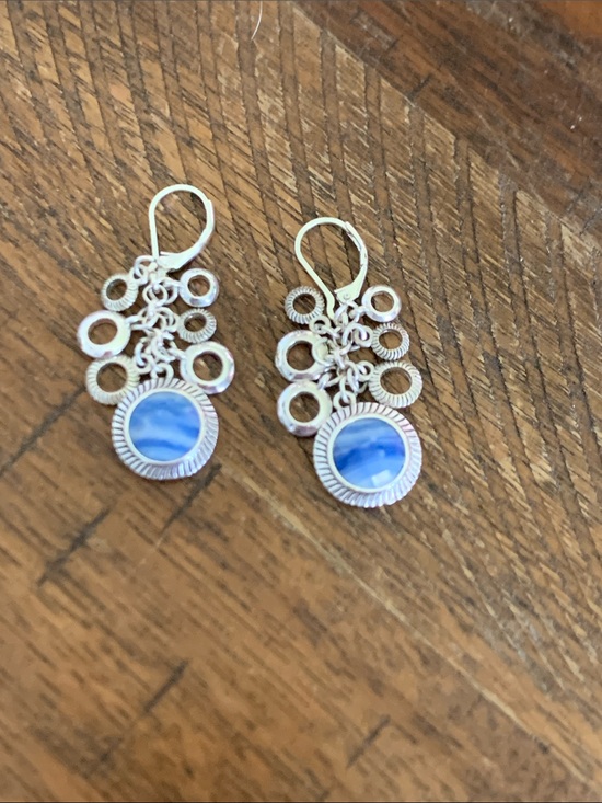 Napier Jewelry - NWOT Napier Silver-Tone Blue Cabochon Dangle Earrings